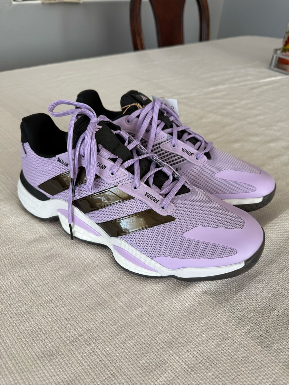 Adidas Stabil 16 indoor sneakers Lilac Mesh Athletic with Black Accents